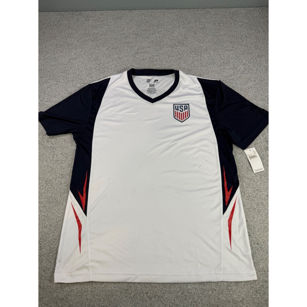 Icon Sports USA Soccer Jersey Mens XL White Navy Red V-Neck United States Shirt